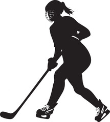 Hockey Girl Silhouette Vector on Transparent Background
