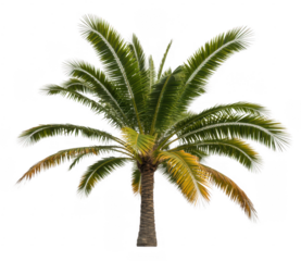 Green Palm Tree with Long Leaves isolated on a transparent background