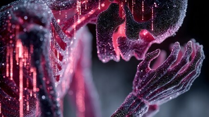 Eerie skull with glowing lights and sparkling texture perfect for Halloween promotions or dark fantasy book covers, creating a chilling yet captivating mood