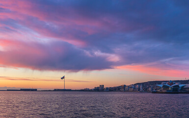 Naklejka premium The national flag of Azerbaijan. The largest flag in the world.