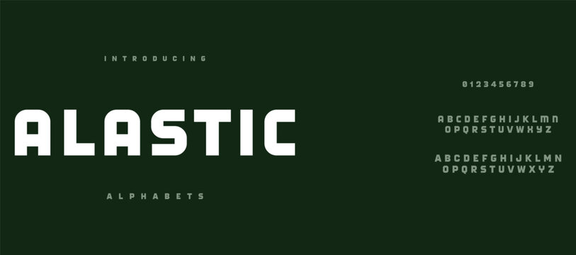 Alastic Modern abstract digital alphabet font. Minimal sans serif typography, Creative urban sport fashion futuristic font and with numbers.