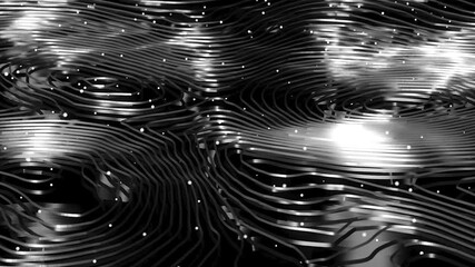 Abstract topographic lines with glowing particles and light effects - Powered by Adobe