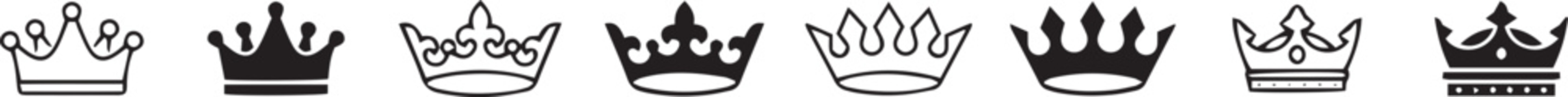 Crown icon set. Royal crown symbol collection. line crown icon. vector illustration