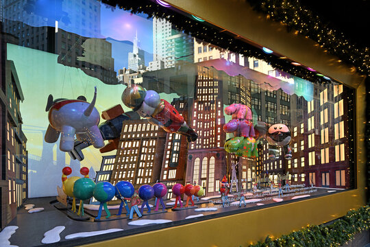 Christmas in New York City. Macy's Herald holiday showcase with Thanksgiving Day Parade