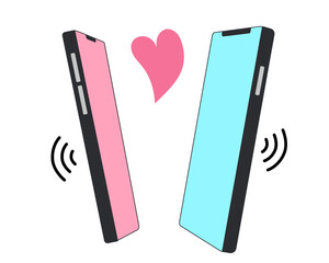 Dating phone app concept. People send&nbsp;love message, romantic relationships in the Internet. Vector illustration&nbsp;