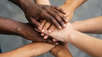 Fototapeta premium Diverse Hands Stacked in Unity and Collaboration