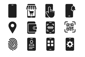 Icon push app notification vector code wallet scanner mobile virtual shop barcode