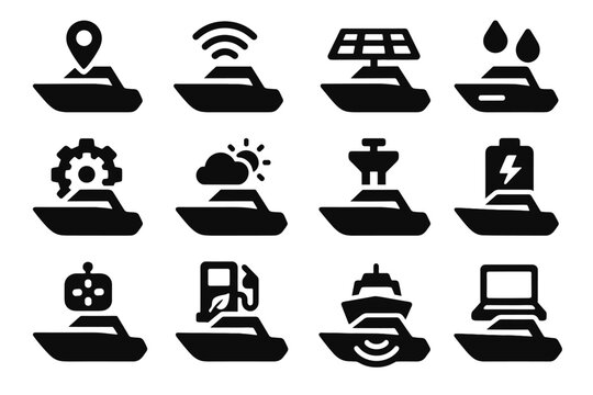 Sonar icon features communication sensors smart computer engine mapping water forecast boat