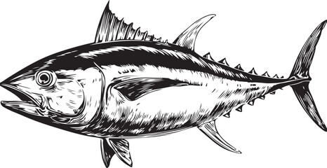 Tuna Fish Silhouette Vector on Transparent Background
