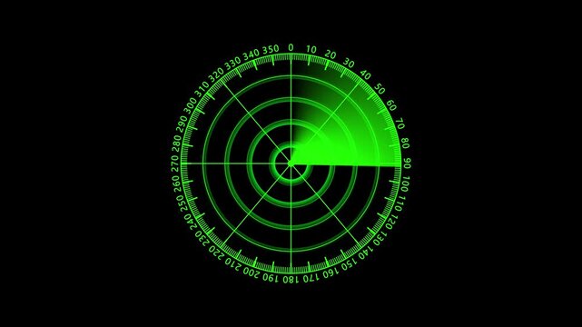 Radar Scanning loop. Radar screen animation. Looped animation. Technology radar device with turquoise color radar animation scan data communication system
