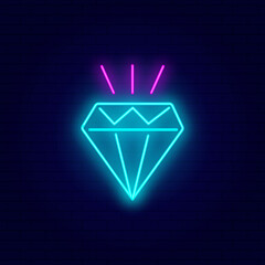Neon glossy  diamond vector icon