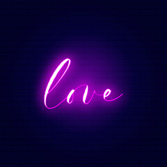 Love text neon vector illustration