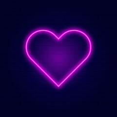 Pink neon heart icon vector illustration