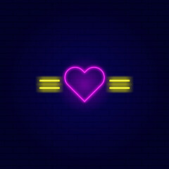 Pink neon heart icon vector illustration