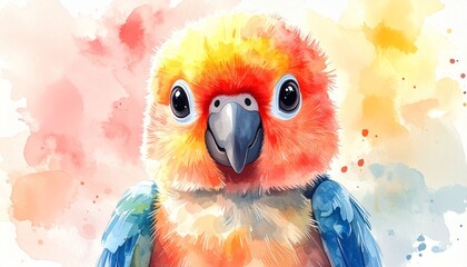 Niedlicher Baby-Papagei &ndash; Aquarell Portr&auml;t