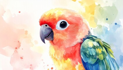 Niedlicher Baby-Papagei &ndash; Aquarell Portr&auml;t