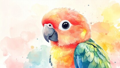 Niedlicher Baby-Papagei &ndash; Aquarell Portr&auml;t
