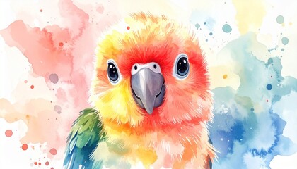 Niedlicher Baby-Papagei &ndash; Aquarell Portr&auml;t