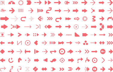 Red directional and action arranged in a grid pattern 1