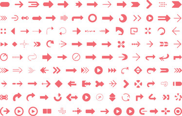 Red directional and action arranged in a grid pattern