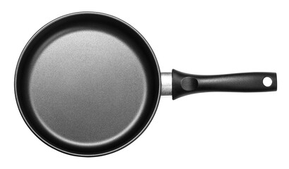Frying pan with non-stick surface on transparent background