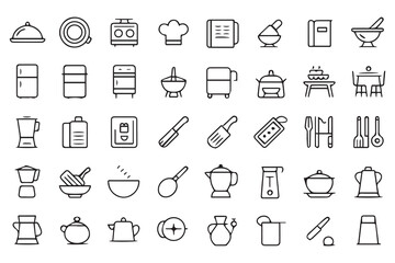 Fototapeta premium Kitchen Icons Collection for Cooking and Dining