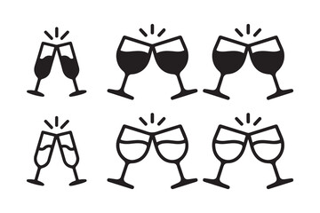 Glass icon set set. holds a crimson elixir, various wine glasses, wine and champagne glass. vector illustration eps 10