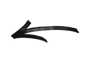 Hand-drawn Black marker arrow isolated on transparent background.
