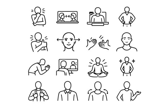 Cue icon presence icons expression camera vector interview communication nonverbal language prep
