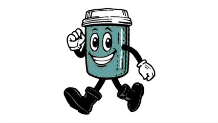 vector illustration of a blue cartoon coffee cup