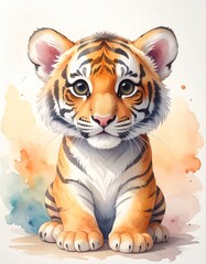 S&uuml;&szlig;es Baby-Tiger &ndash; Aquarell Portr&auml;t