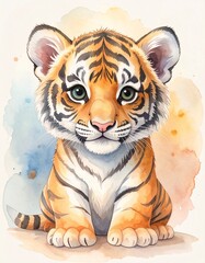S&uuml;&szlig;es Baby-Tiger &ndash; Aquarell Portr&auml;t