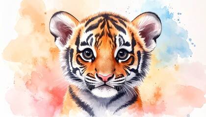 S&uuml;&szlig;es Baby-Tiger &ndash; Aquarell Portr&auml;t