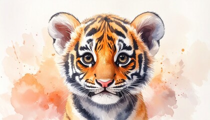 S&uuml;&szlig;es Baby-Tiger &ndash; Aquarell Portr&auml;t