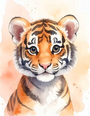 S&uuml;&szlig;es Baby-Tiger &ndash; Aquarell Portr&auml;t