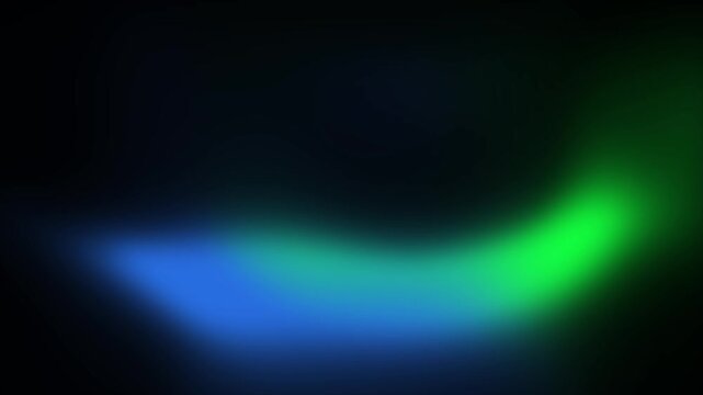 Abstract black background with glowing blue and green soft blurred fluid gradient shapes