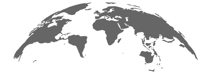 Curved World Map Silhouette with Blue Earth Globe – Global Business Geography and Travel Vector Infographic © PrimePixel Co