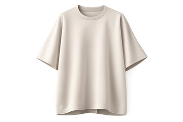 Beige T-shirt mockup presented on transparent background, apparel stock.