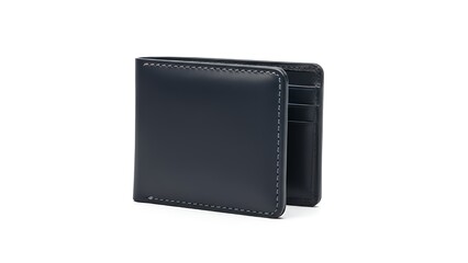 Sleek black leather wallet with white stitching on elegant design