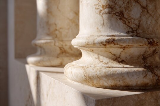 Marble architectural column base in natural light