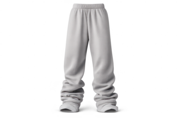 Gray sweatpants, stylish design on a transparent background isolate.