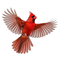 Obraz premium Vibrant cardinal bird in flight