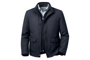 Navy blue jacket on a transparent background clothing apparel style