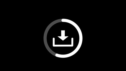 White download icon loading progress circle animation on black background digital interface element - Powered by Adobe