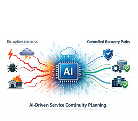 Naklejka premium AI Service Continuity Planning Concept