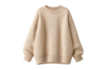 Fototapeta premium Beige sweater, crew neck, comfortable knit on transparent background.