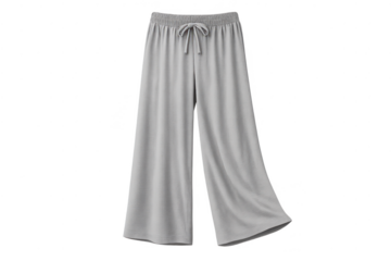 Gray Lounge Pants with Drawstring on a transparent background image.