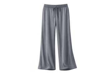 Gray lounge pants with a transparent background and drawstring waist.