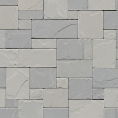 A close up view of a gray stone wall with rectangular tile pattern