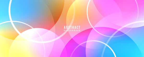 3D colorful circles abstract background overlap layer on bright space with cutout effect decoration. Modern graphic design element minimalist style concept for web, art, flyer, card, or brochure cover
